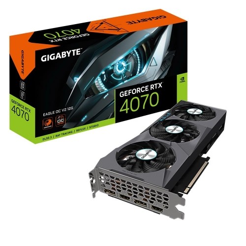 Graphics Card|GIGABYTE|NVIDIA GeForce RTX 4070|12 GB|GDDR6X|192 bit|PCIE 4.0 16x|2xHDMI|2xDisplayPort|N4070EAGLEOCV2-12GD image 1