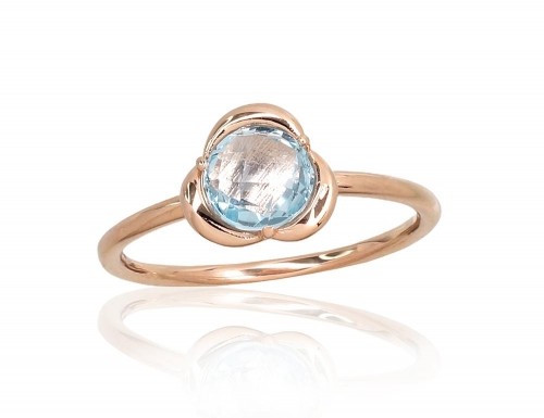 Золотое кольцо #1101008(Au-R)_TZLB, Красное Золото 585°, Небесно-голубой топаз, Размер: 17.5, 1.83 гр. image 1
