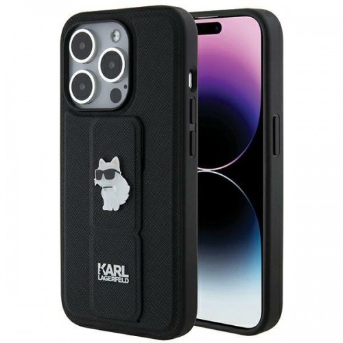 Karl Lagerfeld KLHCP14XGSACHPK iPhone 14 Pro Max 6.7" czarny|black hardcase Gripstand Saffiano Choupette Pins image 1