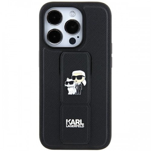 Karl Lagerfeld KLHCN61GSAKCPK iPhone 11 | Xr 6.1" czarny|black hardcase Gripstand Saffiano Karl&Choupette Pins image 1