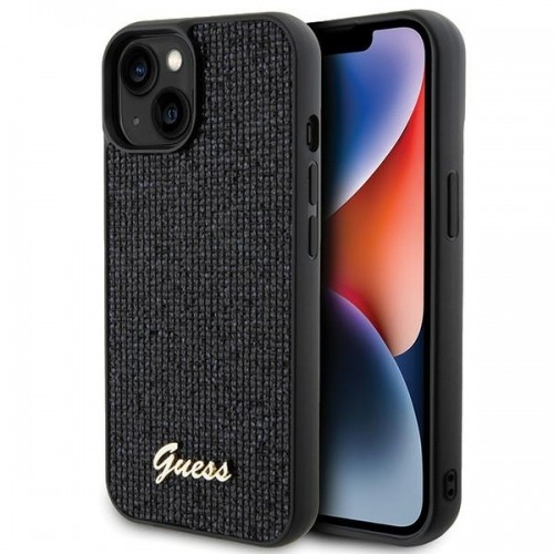 Guess GUHCP14SPMSDGSK iPhone 14 | 15 | 13 6.1" czarny|black hardcase Disco Metal Script image 1