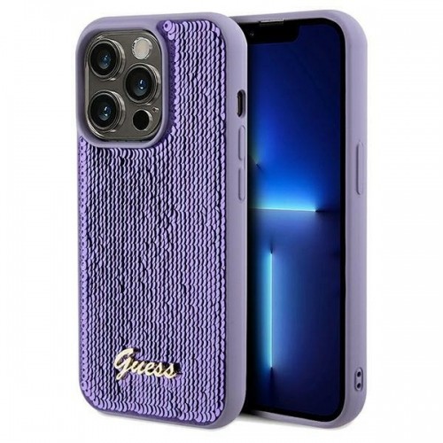 Guess GUHCP13XPSFDGSU iPhone 13 Pro Max 6.7" fioletowy|purple hardcase Sequin Script Metal image 1