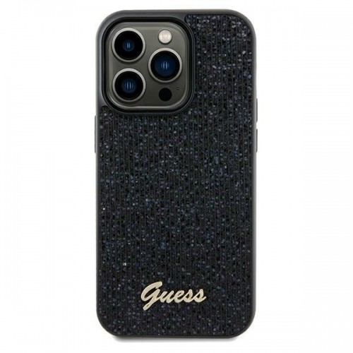 Guess GUHCP12MPMSDGSK iPhone 12|12 Pro 6.1" czarny|black hardcase Disco Metal Script image 1