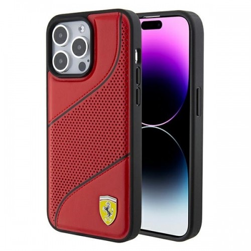 Ferrari FEHCP15LPWAR iPhone 15 Pro 6.1" czerwony|red hardcase Perforated Waves Metal Logo image 1