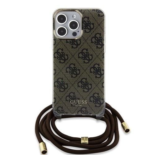 Guess IML 4G Printed Crossbody Case for iPhone 15 Pro Brown image 1