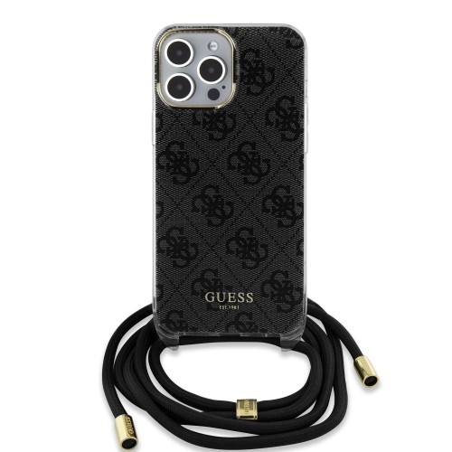 Guess IML 4G Printed Crossbody Case for iPhone 15 Pro Max Black image 1