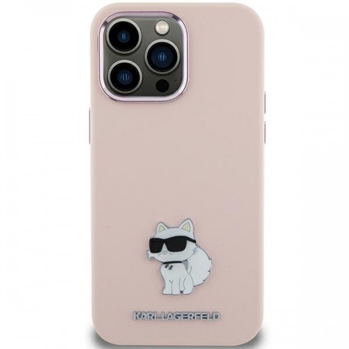 Karl Lagerfeld KLHCP15SSMHCNPP iPhone 15 6.1" różowy|pink Silicone Choupette Metal Pin image 1