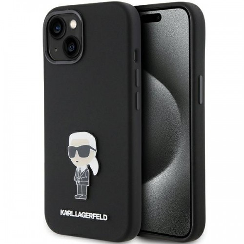 Karl Lagerfeld KLHCP15MSMHKNPK iPhone 15 Plus 6.7" czarny|black Silicone Ikonik Metal Pin image 1