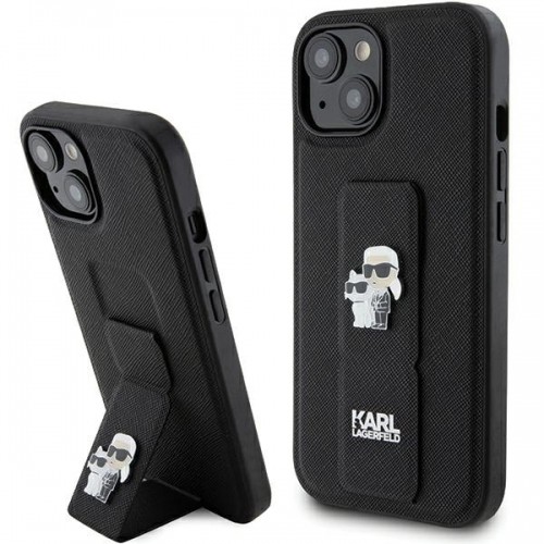 Karl Lagerfeld KLHCP15MGSAKCPK iPhone 15 Plus 6.7" czarny|black hardcase Gripstand Saffiano Karl&Choupette Pins image 1