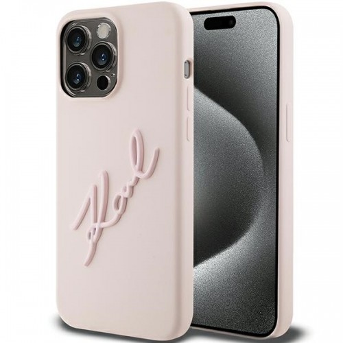 Karl Lagerfeld KLHCP15LSKSBMCP iPhone 15 Pro 6.1" różowy|pink hardcase Silicone Karl Script image 1