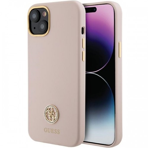 Guess GUHCP15M4DGPP iPhone 15 Plus 6.7" jasnoróżowy|pink hardcase Silicone Logo Strass 4G image 1