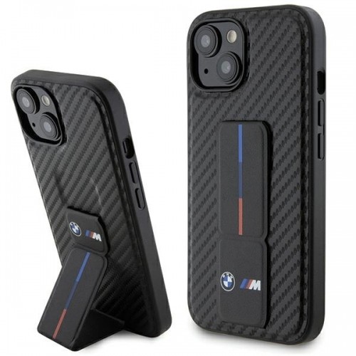 BMW BMHCP15SGSPCCK iPhone 15 6.1" czarny|black hardcase Grip Stand Smooth & Carbon image 1