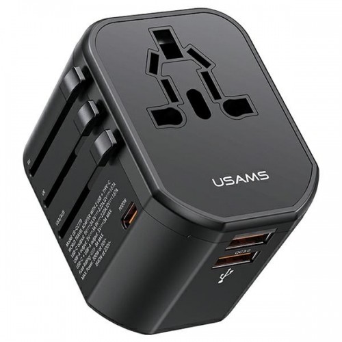 USAMS Ład. siec. 2xUSB T59 20W adapter 4w1 US|AU|EU|UK czarny|black CC179TC01 (US-CC179) Univesal Travel Charger image 1