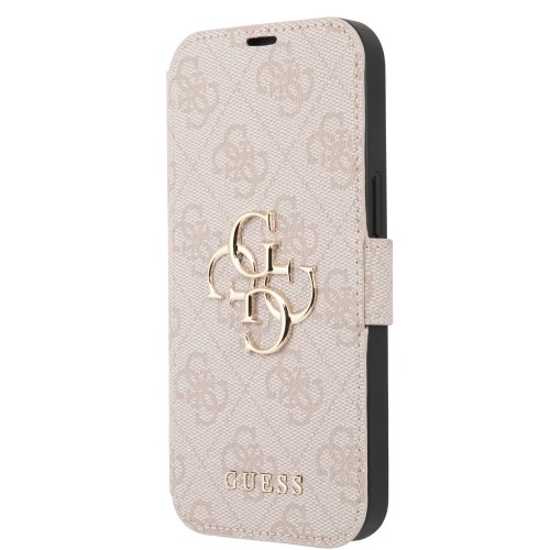 Guess PU Leather 4G Metal Logo Book Case for iPhone 15 Pink image 1