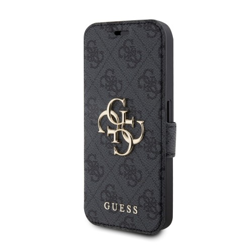 Guess PU Leather 4G Metal Logo Book Case for iPhone 15 Pro Grey image 1