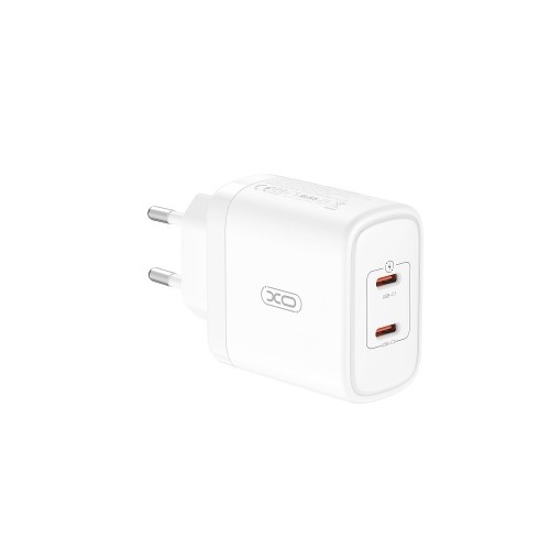 XO wall charger CE08 PD 50W 2x USB-C white image 1