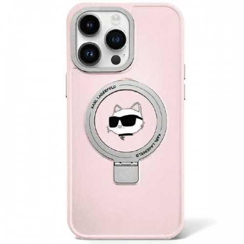 Original Pouch KARL LAGERFELD Ring Stand Choupette Head MagSafe KLHMP15XHMRSCHP for Iphone 15 Pro Max Pink image 1