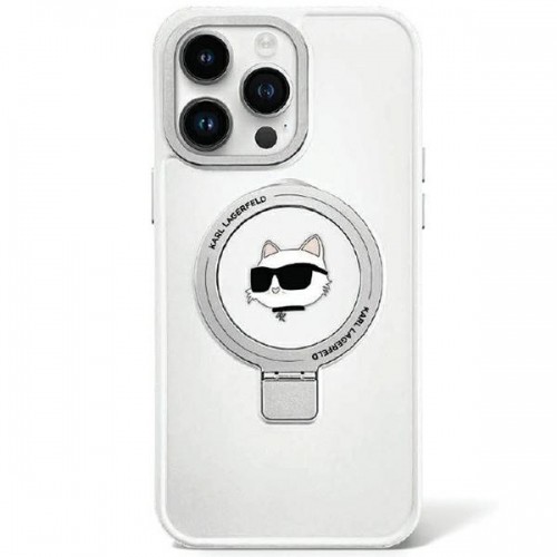Original Pouch KARL LAGERFELD Ring Stand Choupette Head MagSafe KLHMP15MHMRSCHH for Iphone 15 Plus White image 1