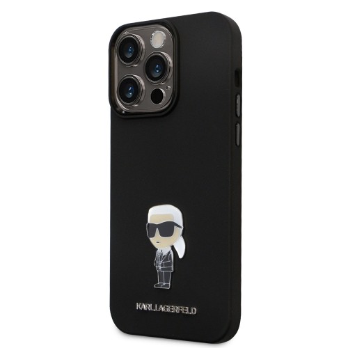 Karl Lagerfeld Liquid Silicone Metal Ikonik Case for iPhone 15 Pro Max Black image 1