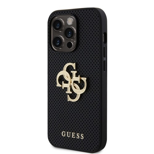 Guess PU Perforated 4G Glitter Metal Logo Case for iPhone 14 Pro Black image 1