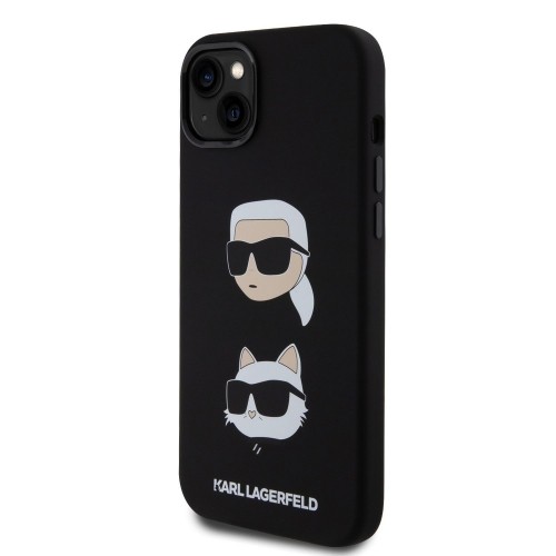 Karl Lagerfeld Liquid Silicone Karl and Choupette Heads Case for iPhone 15 Plus Black image 1