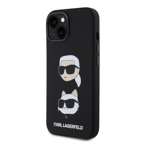 Karl Lagerfeld Liquid Silicone Karl and Choupette Heads Case for iPhone 15 Black image 1