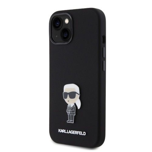 Karl Lagerfeld Liquid Silicone Metal Ikonik Case for iPhone 15 Black image 1