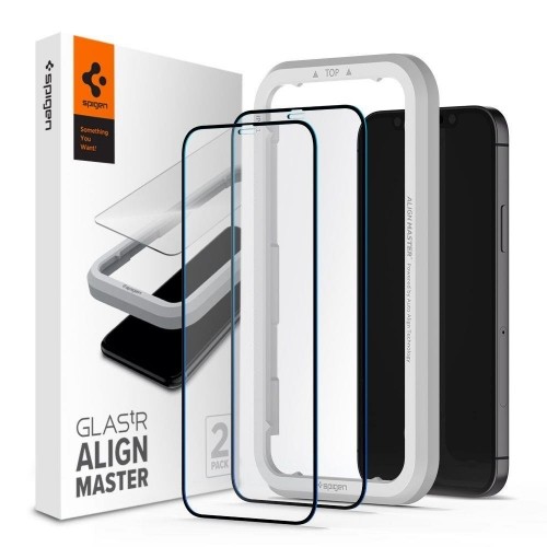 Apple TEMPERED Spigen ALM GLASS FC 2-PACK IPHONE 12|12 PRO BLACK image 1