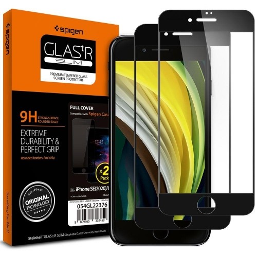 Apple TEMPERED GLASS Spigen GLASS FC 2-PACK IPHONE 7 | 8 | SE 2020 | 2022 BLACK image 1