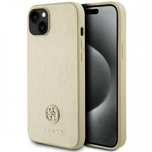 Guess GUHCP15SPS4DGPD iPhone 15 6.1" złoty|gold hardcase Leather 4G Metal Logo Strass image 1
