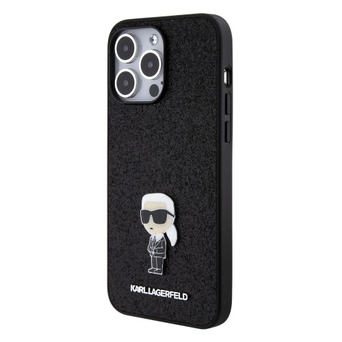 Karl Lagerfeld Fixed Glitter Metal Ikonik Case for iPhone 15 Pro Max Black image 1