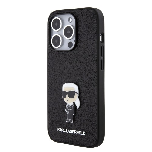 Karl Lagerfeld Fixed Glitter Metal Ikonik Case for iPhone 15 Pro Black image 1