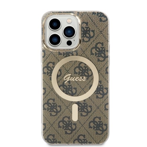 Guess IML 4G MagSafe Case for iPhone 15 Pro Max Brown image 1