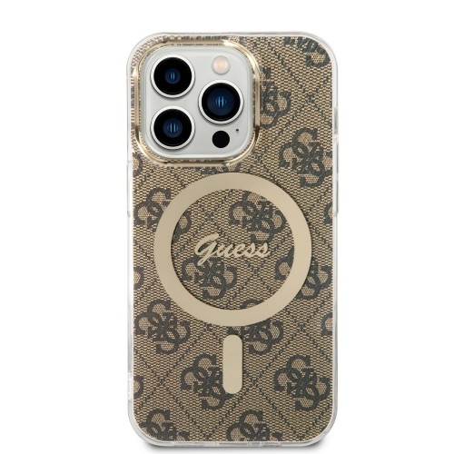 Guess IML 4G MagSafe Case for iPhone 15 Pro Brown image 1