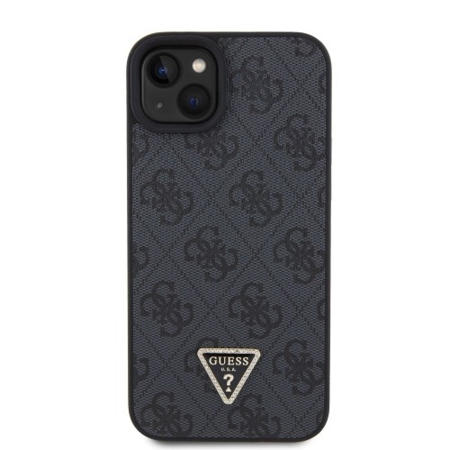 Guess PU 4G Strass Triangle Metal Logo Case for iPhone 15 Plus Black image 1