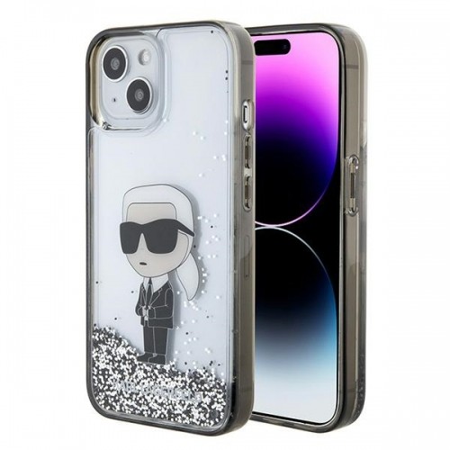 Karl Lagerfeld KLHCP15SLKKNSK iPhone 15 6.1" transparent hardcase Liquid Glitter Ikonik image 1