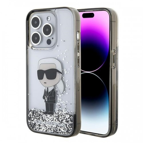 Karl Lagerfeld KLHCP15LLKKNSK iPhone 15 Pro 6.1" transparent hardcase Liquid Glitter Ikonik image 1