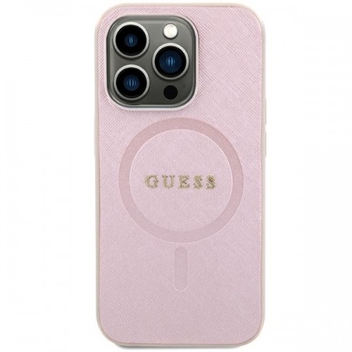 Guess GUHMP15SPSAHMCP iPhone 15 6.1" różowy|pink hardcase Saffiano MagSafe image 1