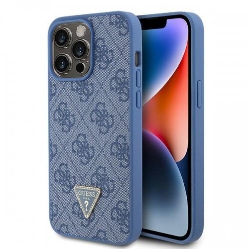 Guess GUHCP15XP4TDPB iPhone 15 Pro Max 6.7" niebieski|blue hardcase Leather 4G Triangle Strass image 1