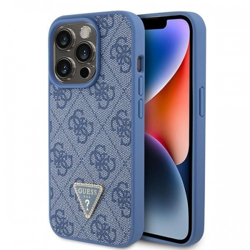 Guess GUHCP15LP4TDPB iPhone 15 Pro 6.1" niebieski|blue hardcase Leather 4G Triangle Strass image 1