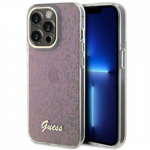 Guess GUHCP15LHDECMP iPhone 15 Pro 6.1" różowy|pink hardcase IML Faceted Mirror Disco Iridescent image 1