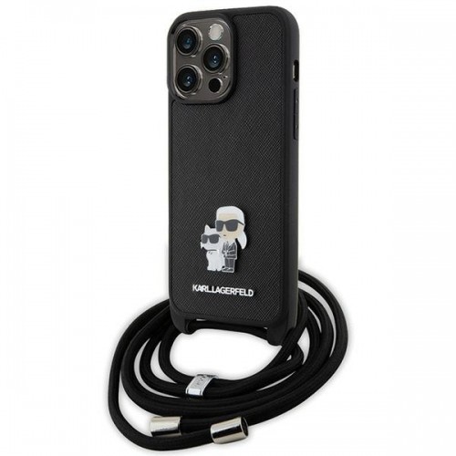 Karl Lagerfeld KLHCP15XSAKCPSK iPhone 15 Pro Max 6.7" hardcase czarny|black Crossbody Saffiano Metal Pin Karl & Choupette image 1