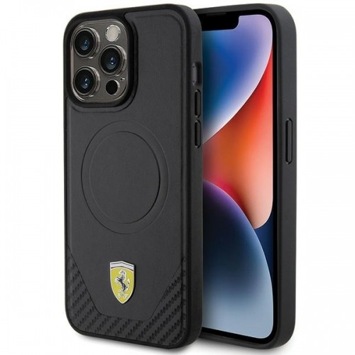 Ferrari FEHMP15XPTEK iPhone 15 Pro Max 6.7" czarny|black hardcase Carbon Metal Logo MagSafe image 1