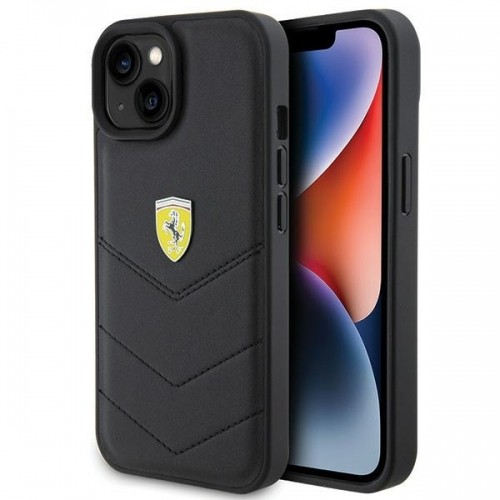 Ferrari FEHCP15SRDUK iPhone 15 6.1" czarny|black hardcase Quilted Metal Logo image 1