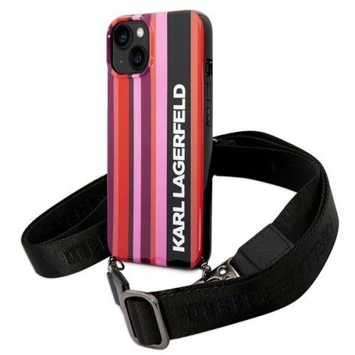 Karl Lagerfeld KLHCP14SSTSTP iPhone 14 6,1" hardcase różowy|pink Color Stripes Strap image 1
