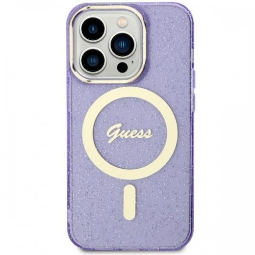 Guess GUHMN61HCMCGU iPhone 11 | Xr 6.1" purpurowy|purple hardcase Glitter Gold MagSafe image 1