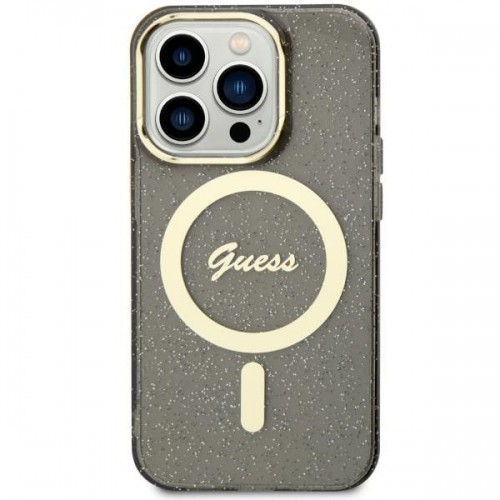 Guess GUHMN61HCMCGK iPhone 11 | Xr 6.1" czarny|black hardcase Glitter Gold MagSafe image 1