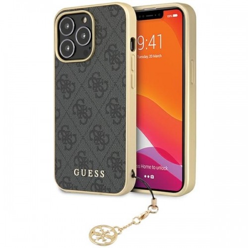 Guess GUHCP14XGF4GGR iPhone 14 Pro Max 6.7" szary|grey hardcase 4G Charms Collection image 1