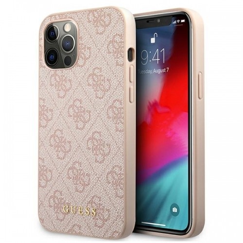 Guess GUHCP12MG4GFPI iPhone 12 | 12 Pro 6,1" różowy|pink hard case 4G Metal Gold Logo image 1