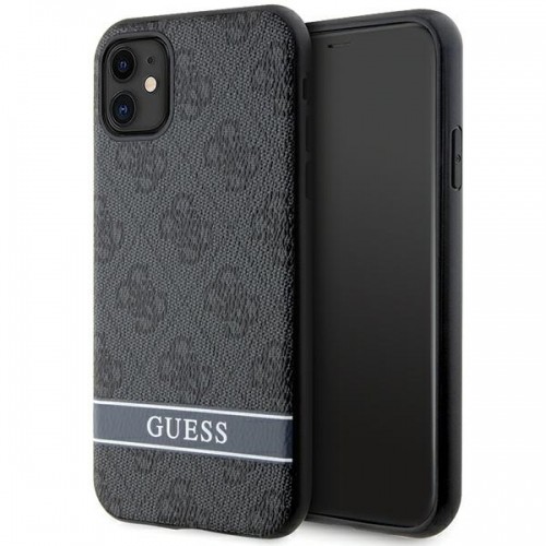 Guess GUHCN61P4SNK iPhone 11 | Xr szary|grey hardcase 4G Stripe image 1